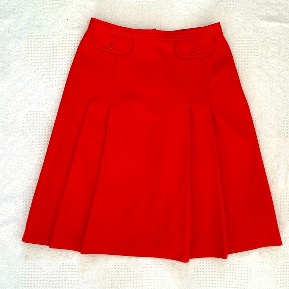 Vintage Double Knit Pleated Skirt Women’s Small 10 Jack Winter Orange Velma